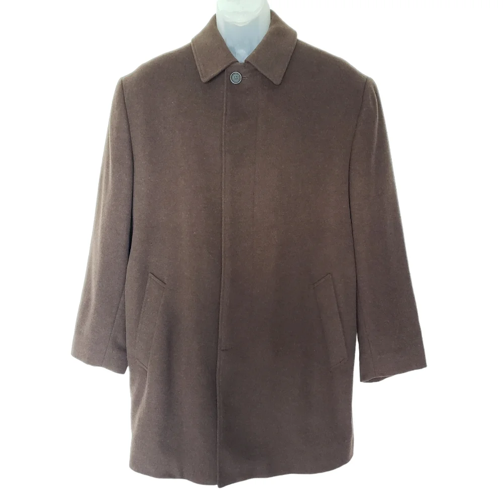 Pronto Uomo Overcoat Mens Size 40 S Brown Wool Button Front Classic Professional
